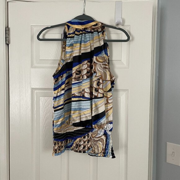 Cache Tops - Cache halter top, multicolor abstract print, size S